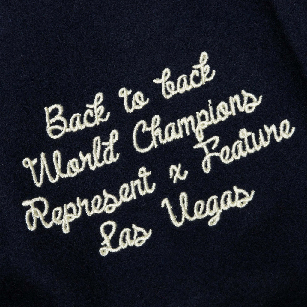 Feature x Represent Champions Varsity Jacket Midnight Navy