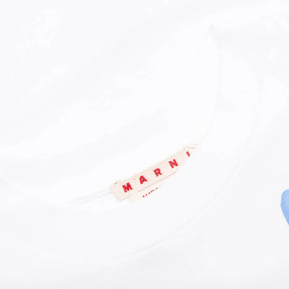 Organic Cotton T Shirt With Marni Dripping Print Lily White