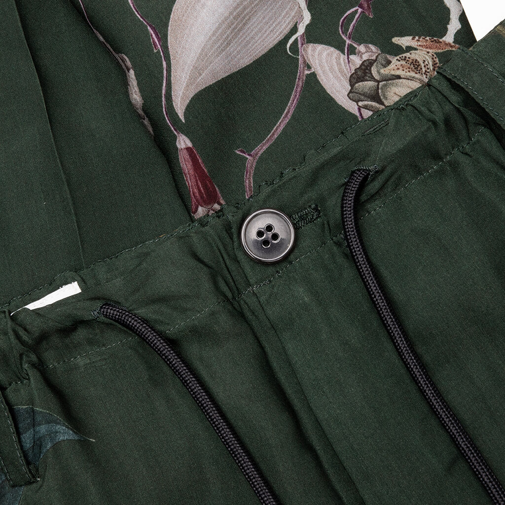 Green Pleat Front Trousers With Floral Pattern 7092 MW Bot