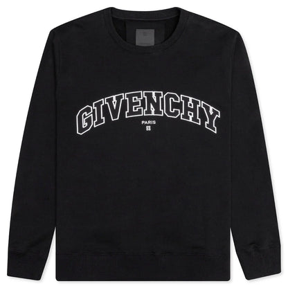 College Embroidered Slim Fit Sweatshirt Black