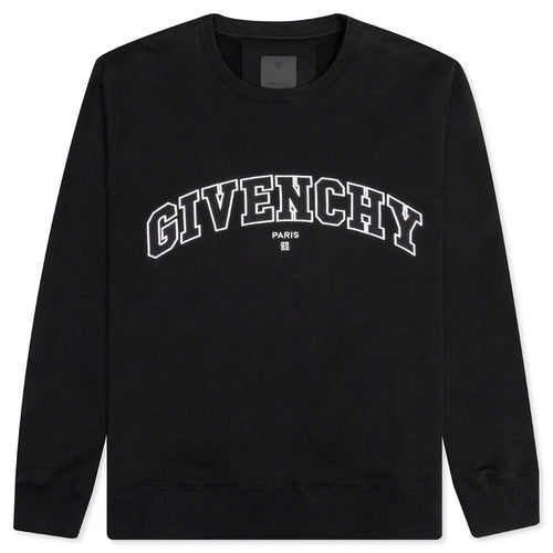 College Embroidered Slim Fit Sweatshirt Black