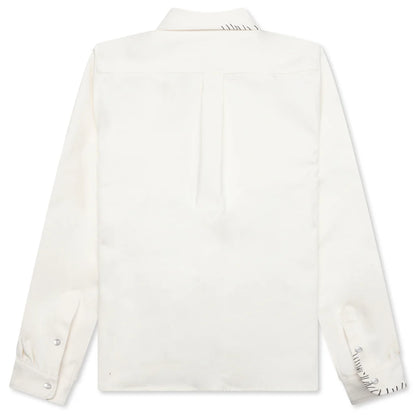White Drill Shirt With Mending Lily White