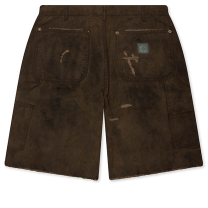 Sinned 4 Nothing Waxed Canvas Double Knee Short Brown