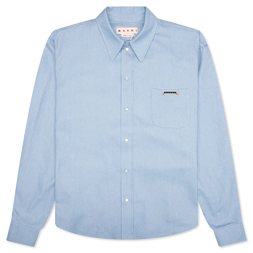 Blue Denim Shirt with Trunakaroo Plaque Iris Blue