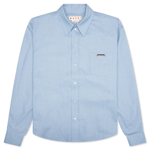 Blue Denim Shirt with Trunakaroo Plaque Iris Blue