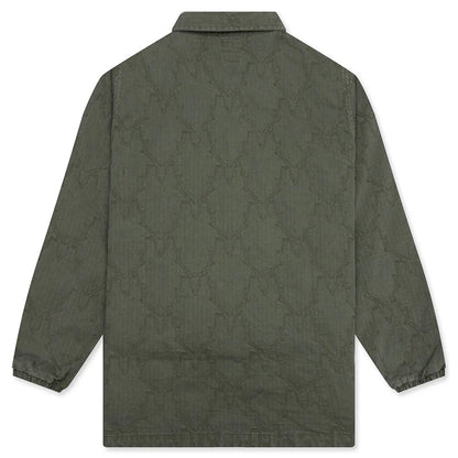 Coach Jacket Skull Quilting Herringbone Olive