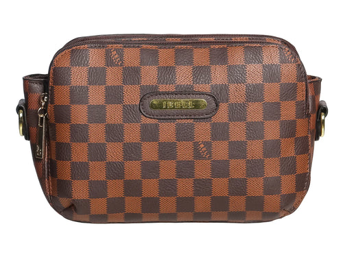 Bolso de Hombro IBELL Cuadros Color Chocolate para Mujer