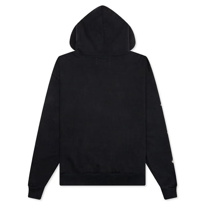 Leather Studded Logo Hoodie Black