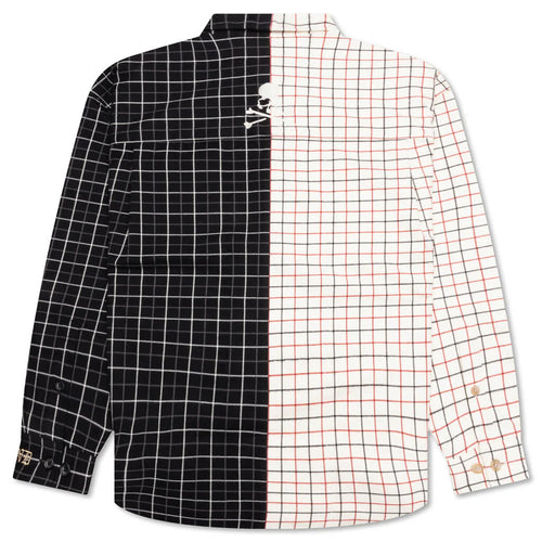 Vertical Split Plaid Shirt Black Plaid