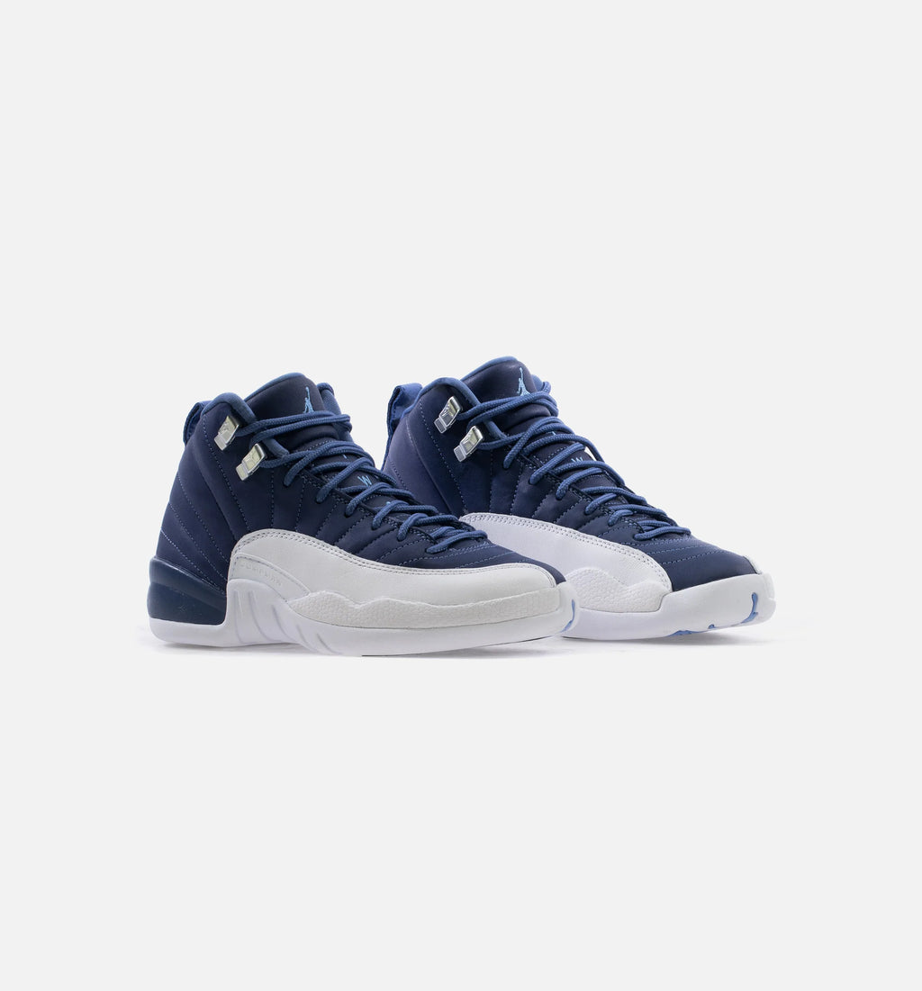 Air Jordan 12 Retro Indigo Grade School Lifestyle Shoe Blue Indigo White