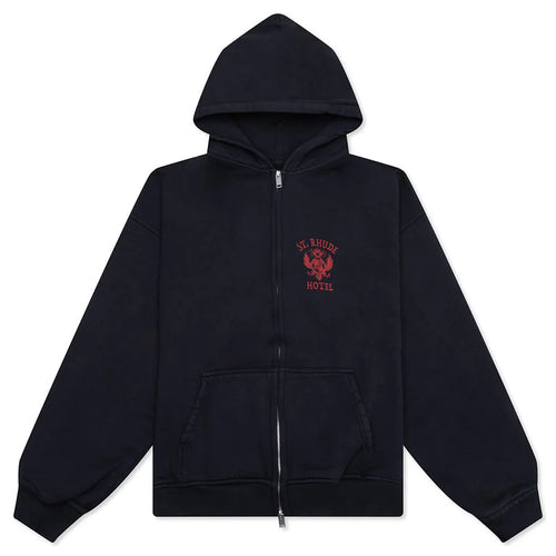 St Rhude Seal Zip Up Hoodie Vintage Black Red