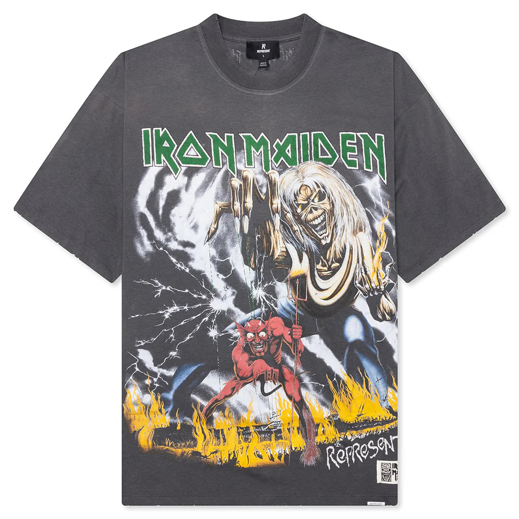 Represent x Iron Maiden Number Of Beast T Shirt Sunfade Grey