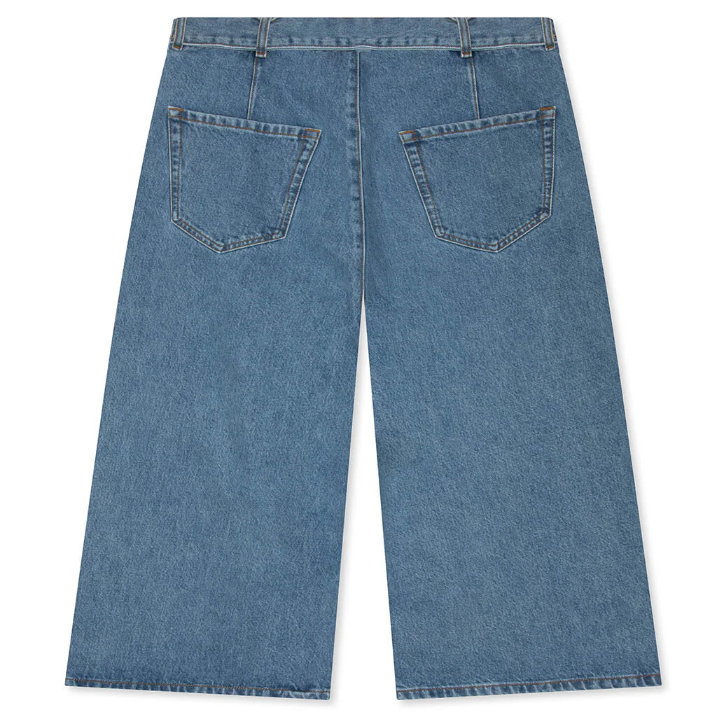 Preaches Short Washed Denim MW Pants Light Blue