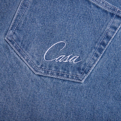 Stone Wash Denim Embroidered Motif Jean Stone Wash
