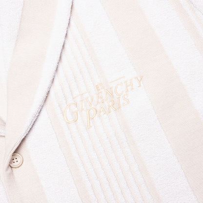Stripped Cotton Towelling Boxy Fit Shirt White Beige