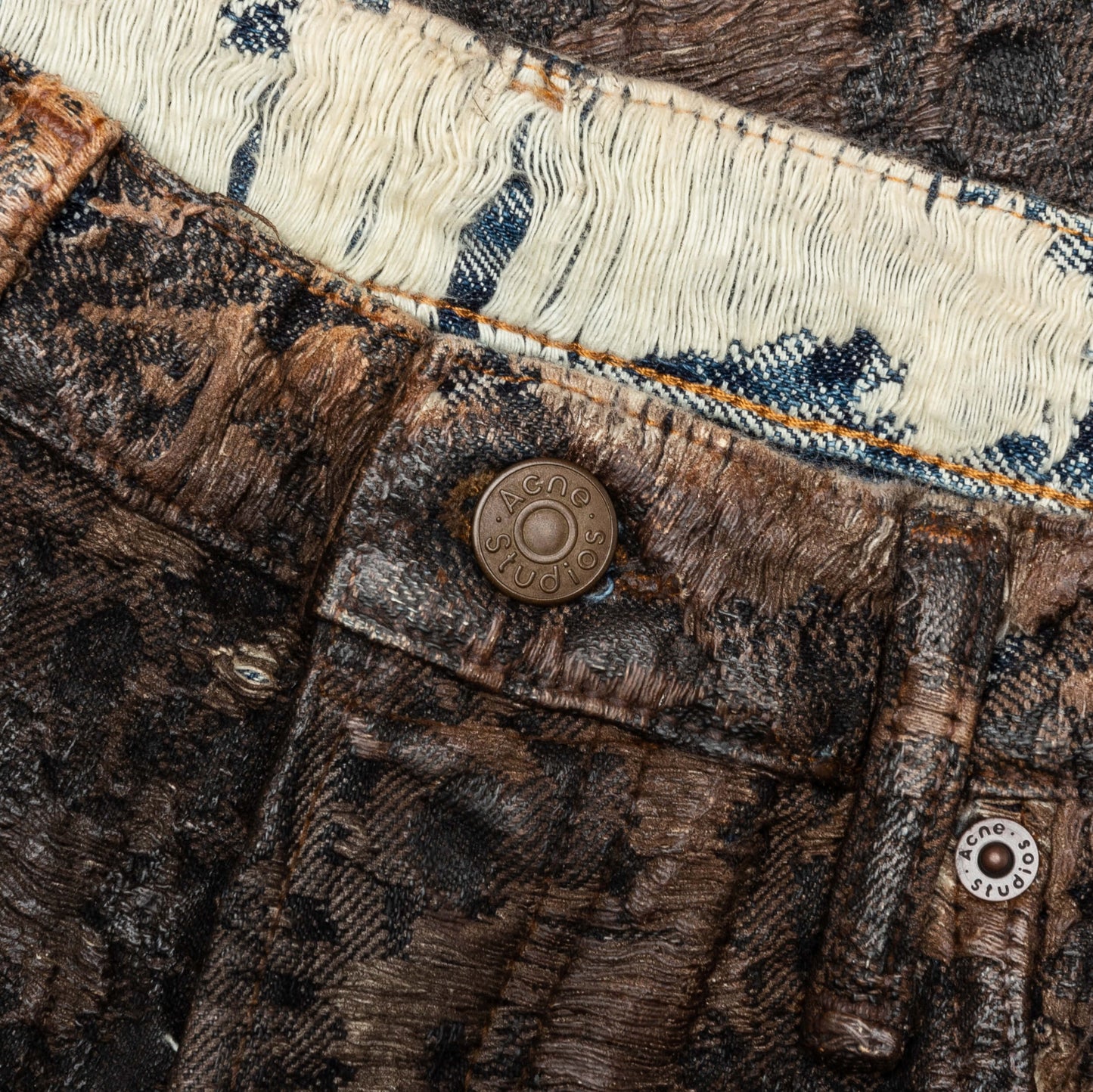 Loose Fit Denim Monogram Shorts Fn Mn Shor000260 Brown