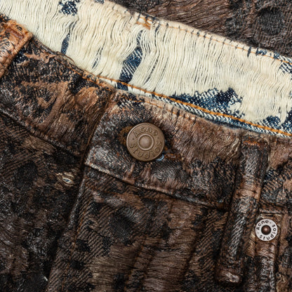Loose Fit Denim Monogram Shorts Fn Mn Shor000260 Brown