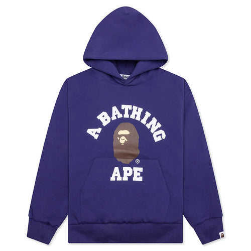 College Puffy Relaxed Fit Pullover Hoodie Blue