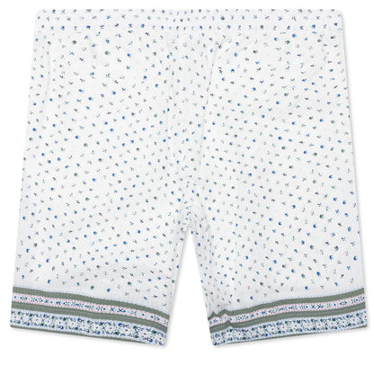 Printed Seersucker Cotton Bermuda Shorts Cream Green