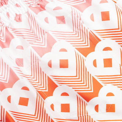 Unisex Silk Shorts With Drawstrings Heart Monogram Gradient