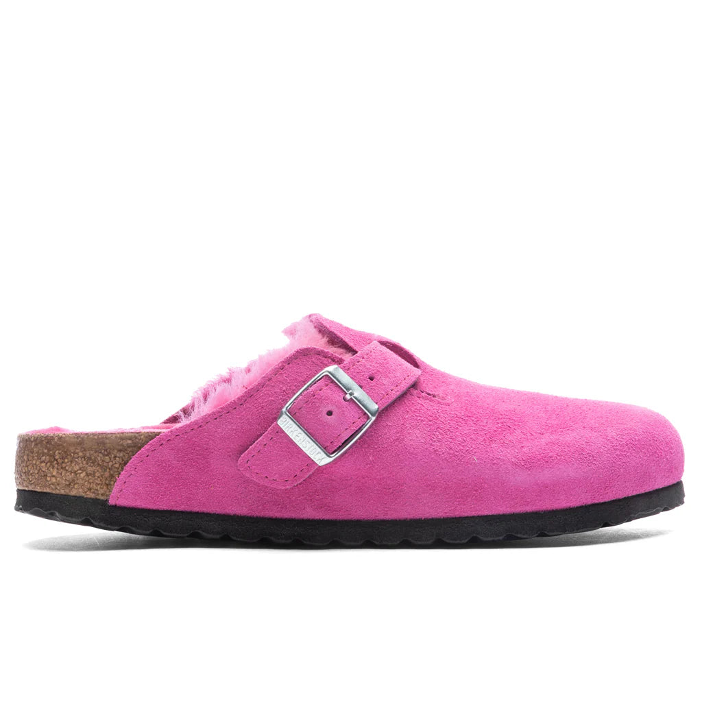 Womens Narrow Boston Shearling Suede Fuchsia Tulip
