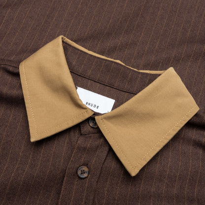 Twill Stripe Mechanic Shirt Brown Tan