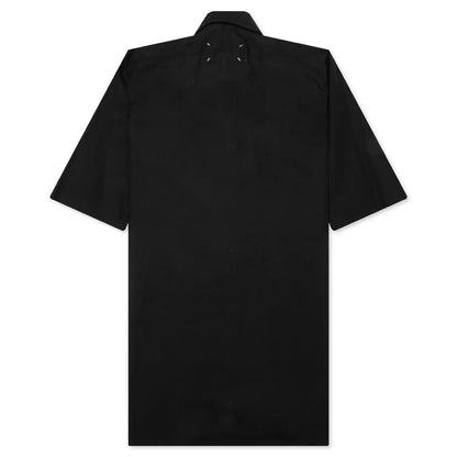 Point Collar Short Sleeve Shirt Black