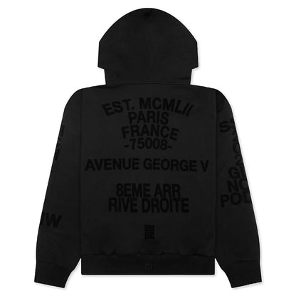 Boxy Fit Hoodie With Zip And Pocket Base Black