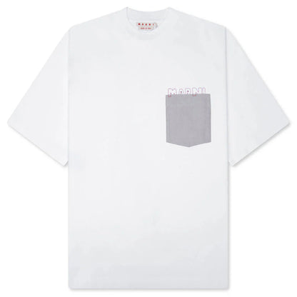Contrast Pocket T Shirt Lily White