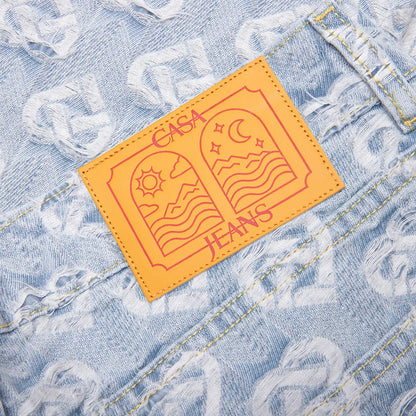 Jacquard Denim Jeans Washed Indigo