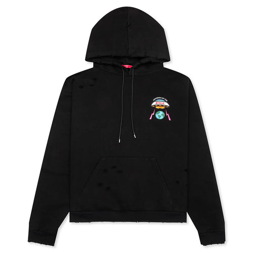 Distressed Hoodie Small Logo Black