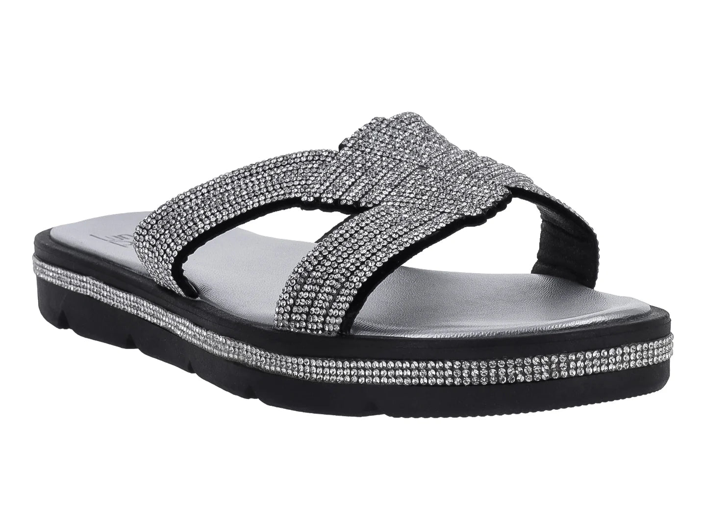 Sandalias Casuales Luna Rosa Negro Plata para Mujer
