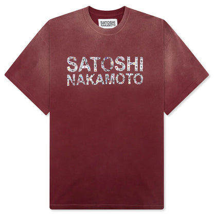 Pearl Studded Logo Tee Burgundy