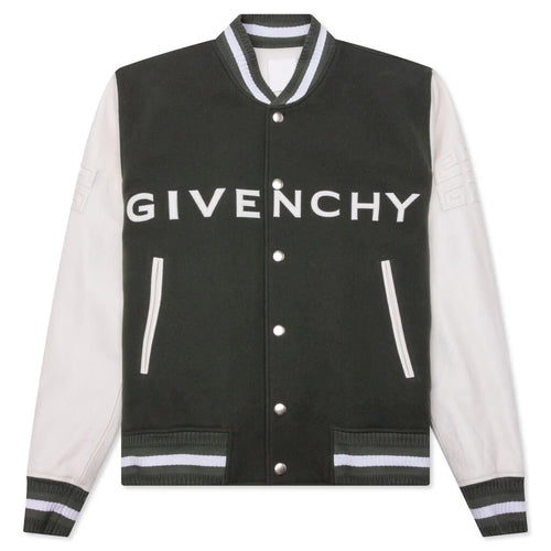 Varsity Wool Grained Leather Greyish Green