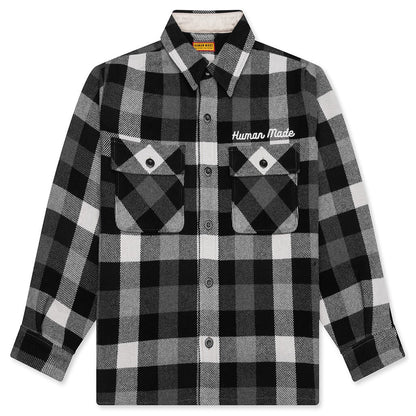Wool Check Shirt Jacket Black