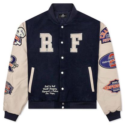 Feature x Represent Champions Varsity Jacket Midnight Navy