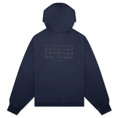 Zip Up Sweat Hoodie Vintage Blue