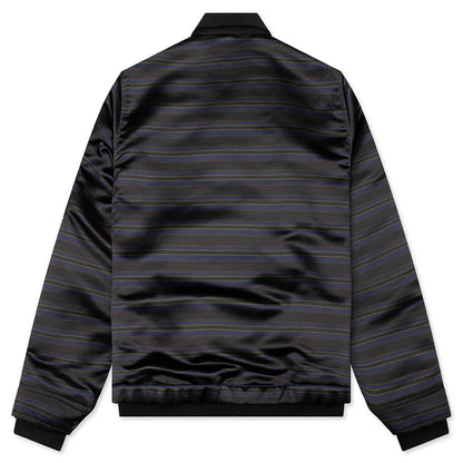 Horizontal Stripe Blouson Black Navy