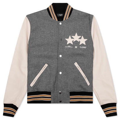 Oversized Stars Varsity Jacket Grey