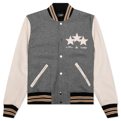 Oversized Stars Varsity Jacket Grey