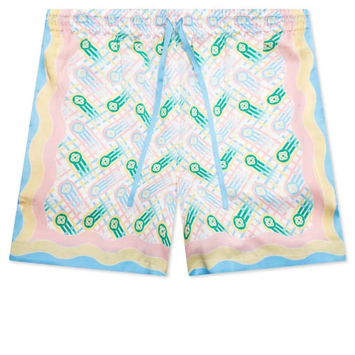 Silk Shorts With Drawstrings Ping Pong Print