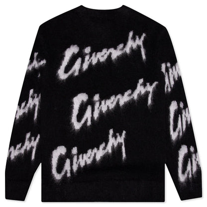 Intarsia Mohair and Wool Sweater Black White