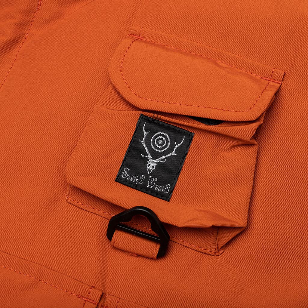 Multi Pocket Zipped Down Vest Orange
