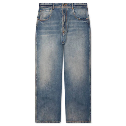 Straight Leg Cropped Jeans Washed Blue