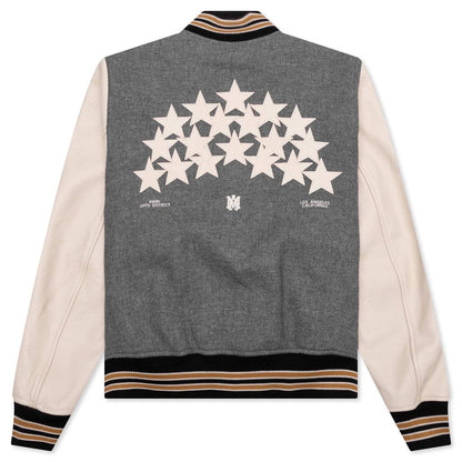 Oversized Stars Varsity Jacket Grey