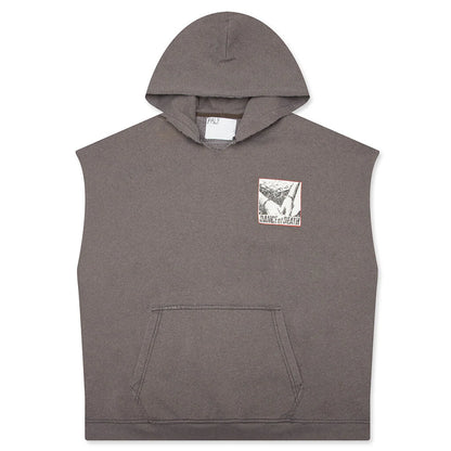 Dr Blue Cut Off Hoodie Brown