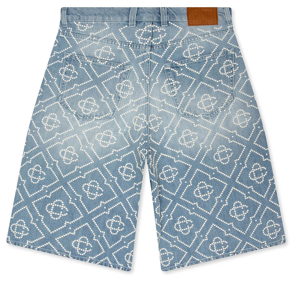 Pearl Monogram Denim Shorts Pearl