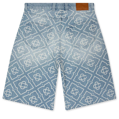 Pearl Monogram Denim Shorts Pearl