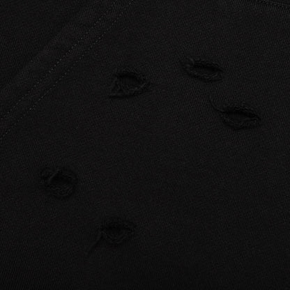Distressed Hoodie Small Logo Black