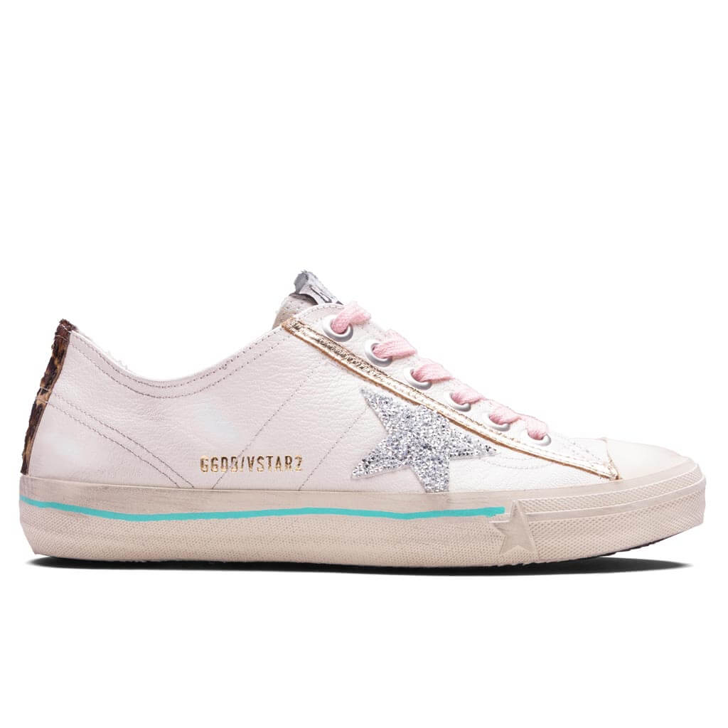 Womens V Star White Silver Beige Brown Leo